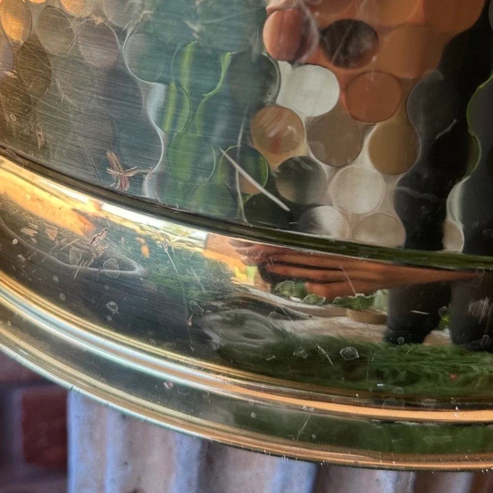 Vintage Hammered Brass Planter Waste Basket Gold Tone Metal Large 12x12
